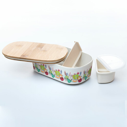 Deluxe bamboo kutija za ručak happy fruit 1