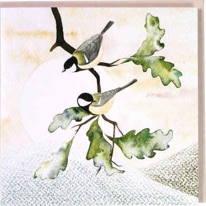 Čestitka two birds on a twig