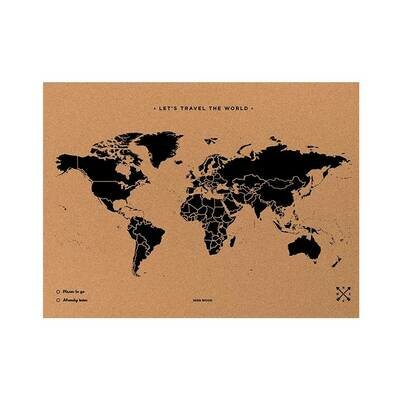 World map xl natural black