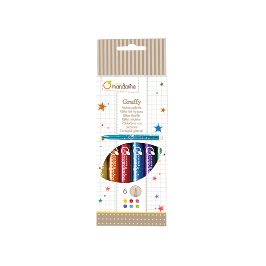 Avenue mandarine set od 6 glitter flomastera