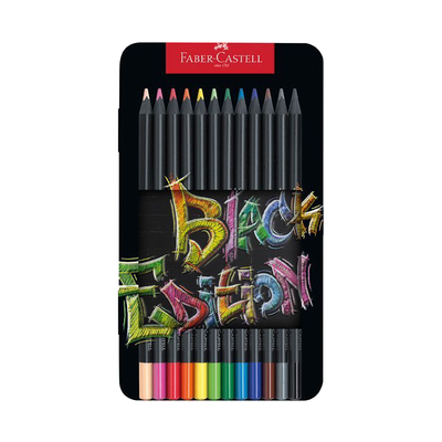 Bojice u metalnoj kutiji faber castell black edition set od 12