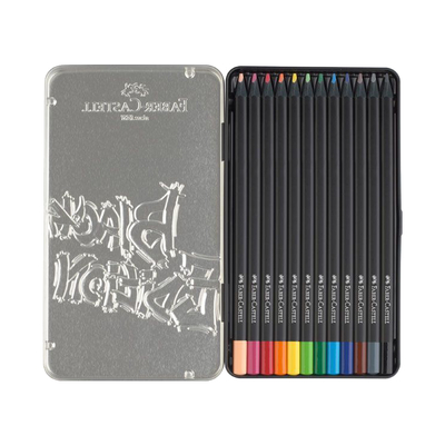 Bojice u metalnoj kutiji faber castell black edition set od 12 1