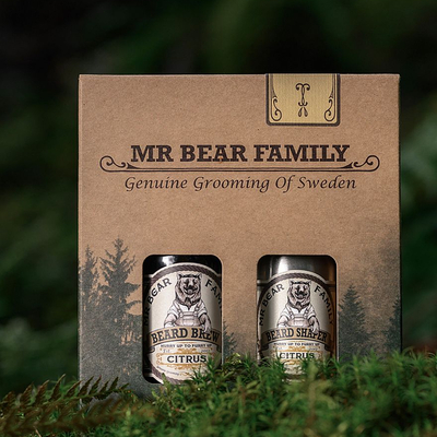 Mr bear family set ulje za bradu losion za oblikovanje brade citrus 2