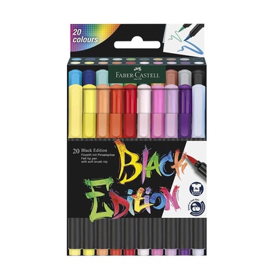 Faber castell flomasteri brushpen black edition pastel 20 boja