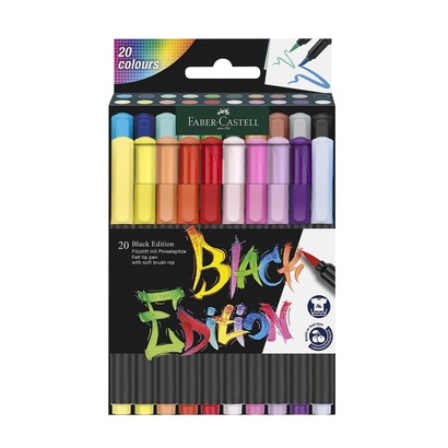 Faber castell flomasteri brushpen black edition pastel 20 boja