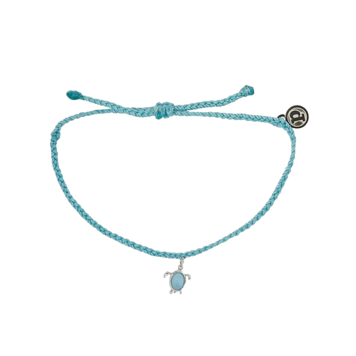 Pura vida narukvica silver charm sea turtle crystal blue