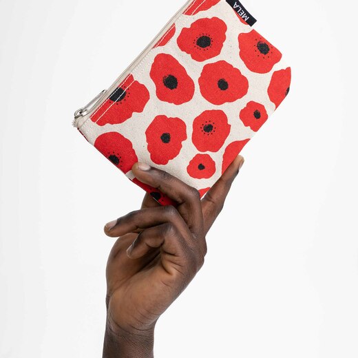 Melawear kozmetička torbica mala greige poppy print 1