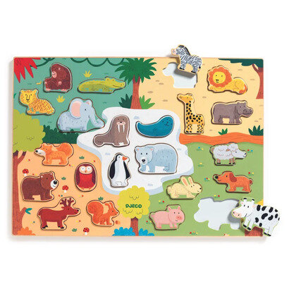 Djeco drvene puzzle životinje