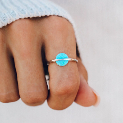 Pura vida prsten silver opal saturn blue vel. 8 1