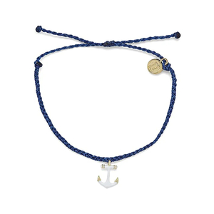 Pura vida narukvica gold charm anchors away indigo