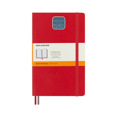 Moleskine bilježnica na crte soft crvena expanded 13x21cm