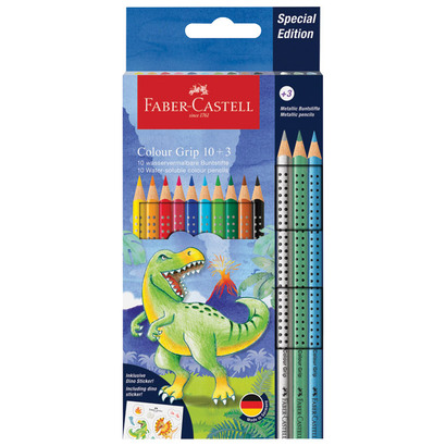 Faber castell drvene bojice grip metallic t rex set 10+3