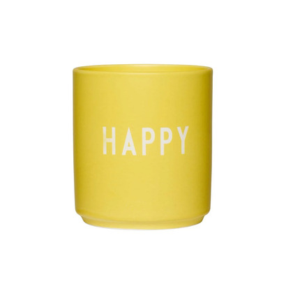 Design letters šalica happy yellow