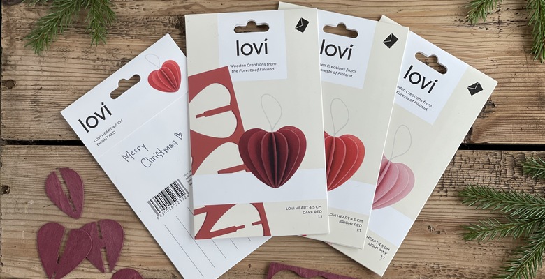 Lovi hearts 4,5cm in packages, dark red, bright red, light pink