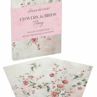 Flowers & birds peony wallet notecards