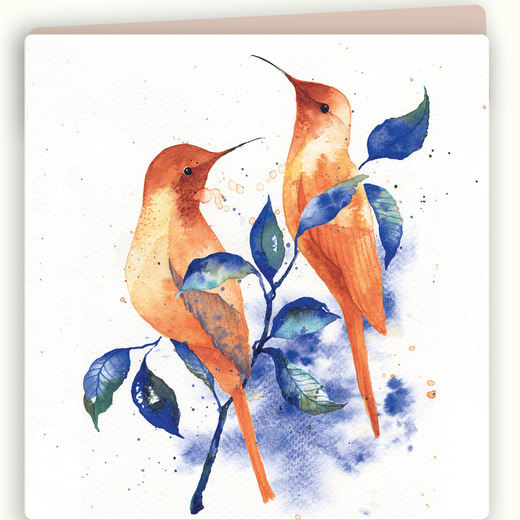 Zintenz čestitka orange birds