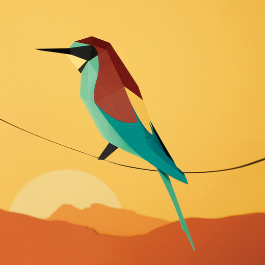 Plego 3d papirnata figura pčelarica merops apiaster 2