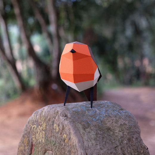 Plego 3d papirnata figura crvendać erithacus rubecula 1