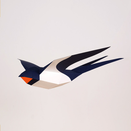 Plego 3d papirnata figura lastavica hirundo rustica