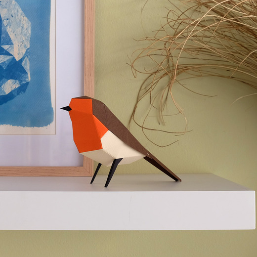 Plego 3d papirnata figura crvendać erithacus rubecula 6