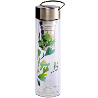 Flowtea staklena termos boca za čaj gingko