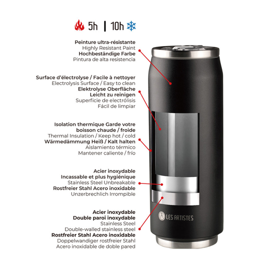 Les artistes termos limenka inox black 500 ml 1
