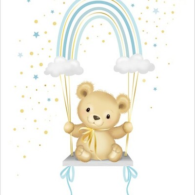 Čestitka blue rainbow teddy