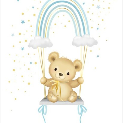 Čestitka blue rainbow teddy