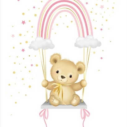 Čestitka pink rainbow teddy