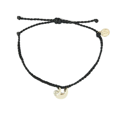 Pura vida narukvica gold charm sloth black
