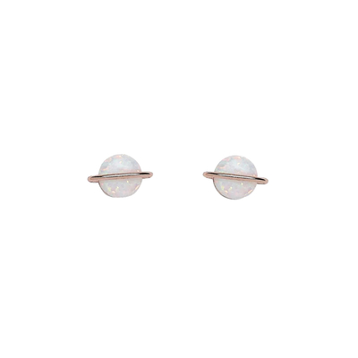 Pura vida naušnice rose gold opal saturn white