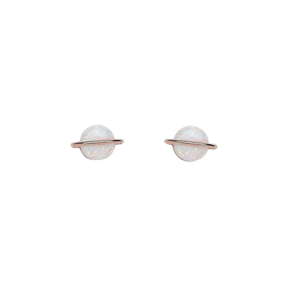 Pura vida naušnice rose gold opal saturn white