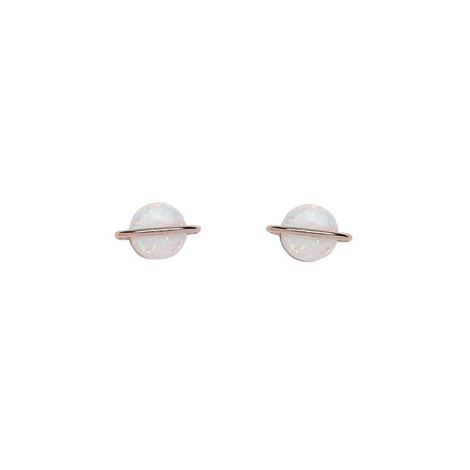 Pura vida naušnice rose gold opal saturn white