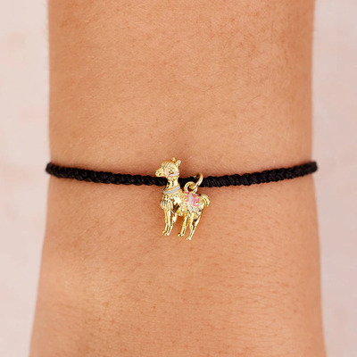 Pura vida narukvica gold charm llama black 1