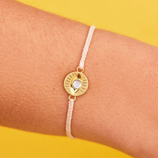 Pura vida narukvica gemstone eye coin gold vanilla 1