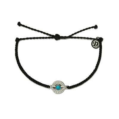 Pura vida narukvica gemstone eye coin silver black