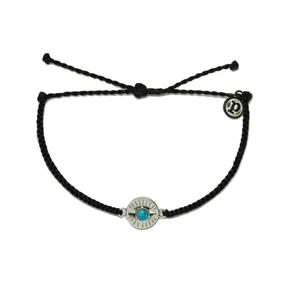 Pura vida narukvica gemstone eye coin silver black