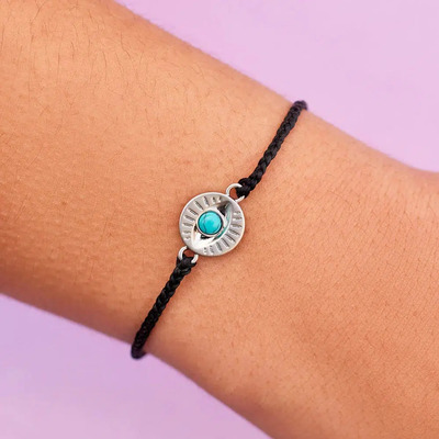 Pura vida narukvica gemstone eye coin silver black 1