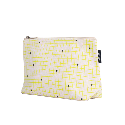 Melawear kozmetička torbica velika greige grid print