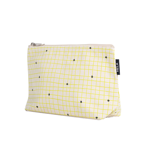 Melawear kozmetička torbica velika greige grid print