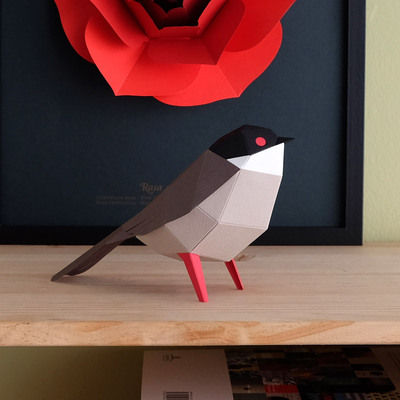 Plego 3d papirnata figura crnoglava grmuša (sylvia melanocephala)2