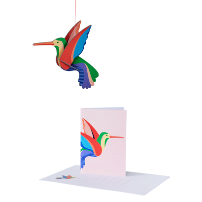 Pop out čestitka hummingbird