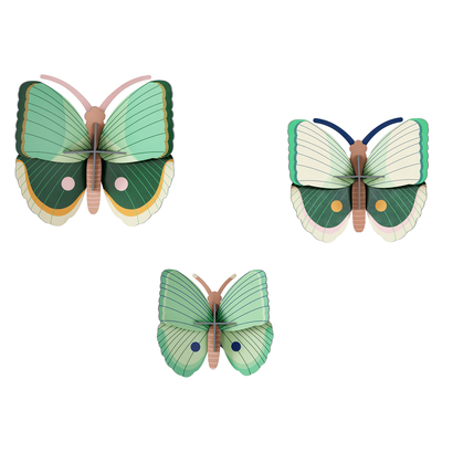 Zidni dekor fern striped butterflies set od 3 kom