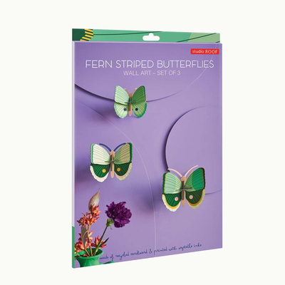 Zidni dekor fern striped butterflies set od 3 kom 3