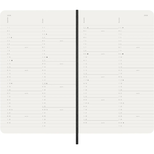 Moleskine mjesečni planer 2026. meke korice crni 13x21cm 1