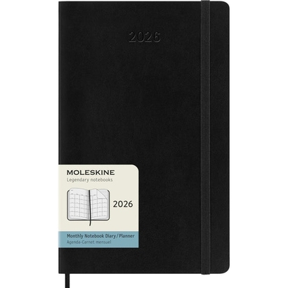 Moleskine mjesečni planer 2026. meke korice crni 13x21cm