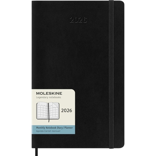 Moleskine mjesečni planer 2026. meke korice crni 13x21cm
