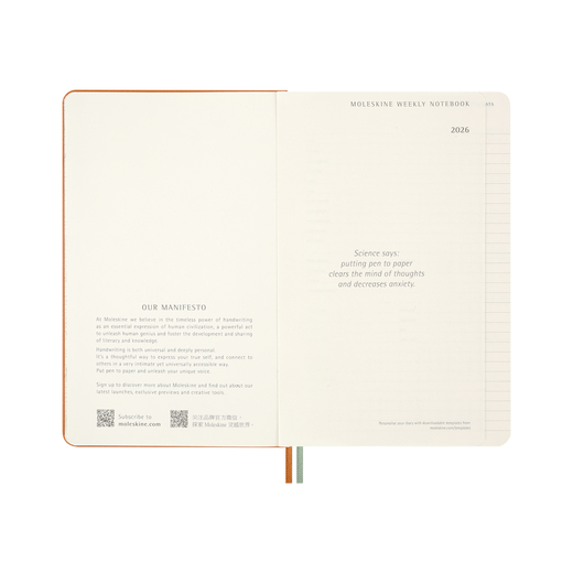 Moleskine tjedni planer 2026. tvrde korice peanuts 13x21cm 2