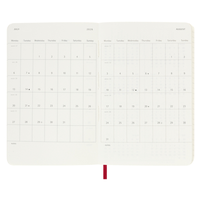 Moleskine dnevni planer 2026. meke korice crveni 9x14cm 3