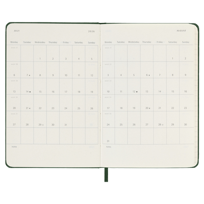 Moleskine dnevni planer 2026. tvrde korice zeleni 9x14cm 3